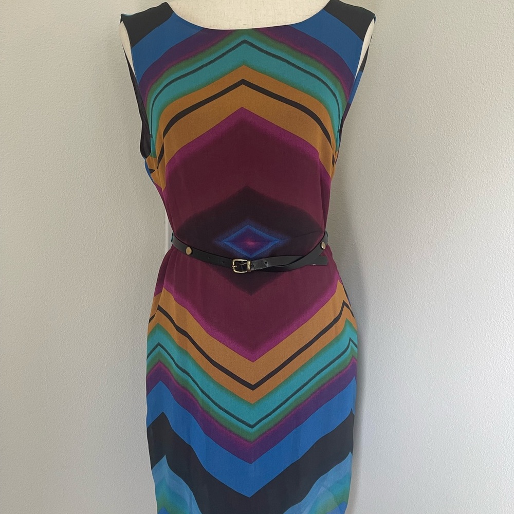 Multicolor Chevron Pattern Dress